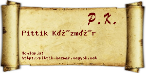 Pittik Kázmér névjegykártya